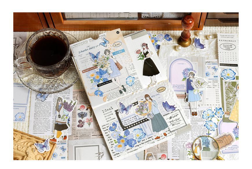 Набір Наліпок та Папіру із серії Charles Diary "Blue" 80 шт. 834 фото