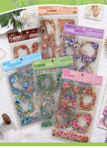 Шикарні Листові Наліпки з Квітковими Рамочками "Colorful Flowers ІI" 6 листів. 6942388313010 фото