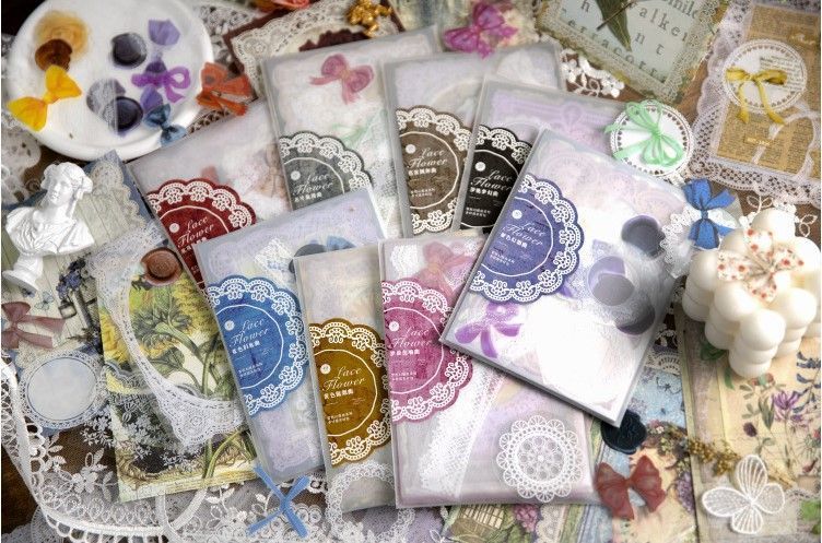 Set Paperу and Наліпок Lace Flower "Pink" 40 pcs