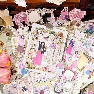 Набір Наліпок та Папіру із серії Romantic Collection "Pink" 100 шт. 1043 фото